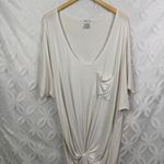 Venus ‎ White Twisted Knot Detail Short Sleeve Tunic Tee Size 3X Photo 2