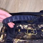 Original by Sharif 1827 blue leather & gold snake print handbag Photo 1