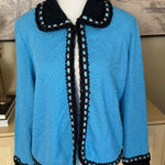 Ming Wang  teal and black woven pattern knit jacket cardigan Size Large Photo 0