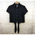 Hot Topic  Shirt Women M Black Psychic Reader Tie Front Button Goth Witch Moon Photo 11