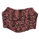 ZARA  Black Pink Green Floral Corset Crop Top Size Small Photo 3