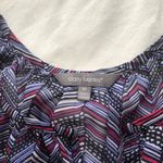 Daisy Fuentes Sheer Chevron Long sleeve Pullover Blouse Purple M Photo 2