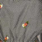 Bebop  black & white gingham floral embroidered bow romper jumper short outfit lg Photo 4