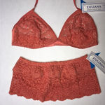 Zuliana Size Large 3pc Orange Lingerie Lace Set. Made in Brazil. New With Tags. Photo 6