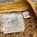 Anthropologie Angel of the North dark yellow open knit short sleeve top size S Photo 6