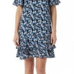 Reiss  Blue Lulu Ditsy Flippy Drop Waist Mini Dress Short Sleeve Flutter Medium 8 Photo 0
