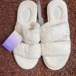 Stars Above Plush Slippers Fuzzy Slide Open Toe Comfy Cozy Cream Size 11 Photo 0