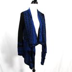 Say What? Chic Classic Royal Blue and Black Open Front Cardigan Photo 1