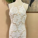 Lulus NWOT Temps De L'Amour White Lace Bodycon Midi Dress Photo 5