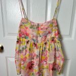MISA Los Angeles  Floral Pastel Sheer Back Tie Babydoll Mariposa Top XL Photo 0