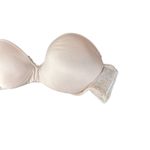 Lily Of France Strapless Bra 32A Beige Lace Trim Padded Underwire Photo 2