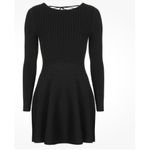 Topshop  Long Sleeve Lace-Up Back Ribbed sweater Mini skater Dress US 4 black Photo 3