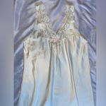 vintage white long satin slip dress with pink and white lace detailing Size L Photo 1