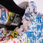 NEW Aqua Micro Floral Flower Print Pattern Chiffon Smocked Mini Ruffle Dress M Photo 2