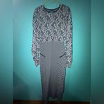 Esteban Cortazar Collective RTR Zebra Animal Print Sweater Dress Maxi Lg Black Photo 5