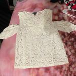 EXPRESS White Lace Cold Shoulder Top Photo 0