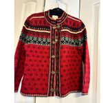 Cambridge Dry Goods Womens Red & Black Wool Cardigan Sweater With Metal Clasps S Photo 5
