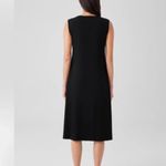 Eileen Fisher Stretch Jersey Knit V-Neck Tank Midi Dress Medium Black Photo 2