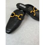 Steve Madden NWT  Fortunate Black Leather Mules Gold Buckle Loafer Slides Size 8M Photo 2