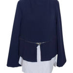 ZARA  Navy Knit Pullover with Zipper Hem and Blue Stripe Accent NWT Size Medium Photo 0