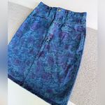 Vintage 80s New Breed Blue Purple Floral Print Denim Pencil Mini Skirt Size 9/10 Photo 3