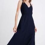 Madewell Navy Cross-Back Midi Fit and Flare Dress Photo 12