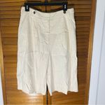 Maeve Meave By Anthropologie Long Lined Linen Blend Ivory Shorts Size 8 Photo 2