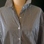 English Factory Avara  Molly Top Black White Striped Collared Balloon Sleeve New Photo 5