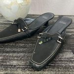 Stuart Weitzman Black Leather Slide On Square Toe Shoes 8.5 Photo 0