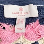 Laurie Felt Pointelle Knit Maxi Cardigan Duster Sweater Navy Pink Tan Size XXS Photo 12