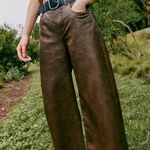Free People Misha Vegan Brown Barrel Pants 25 Photo 1