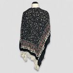 NWOT World Market Poncho Shawl Boho Fringe Triangular 100% Rayon Black/Cream Black Size 1X Photo 1