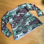 Wildfox  Semi-Sheer Knit Camouflage Lightweight Sweater, Green, Brown, Size S Photo 12