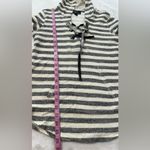 Fifteen Twenty  Gray and White Striped Lace Up Hoodie Sweater Photo 8