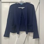 J. McLaughlin Marie Sweater XS Navy Blue Solid Fringe Open Knit Cardigan NWT Photo 0