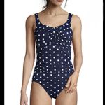 Lands' End Navy Dots Slendersuit Carmela One Piece Underwire Swimsuit 20W DDD Photo 1