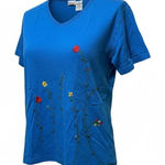 Vintage Blue Floral Embroidered T Photo 0