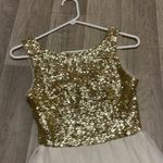 B Darlin  white gold sparkle dress 3/4 small party new years holiday sequins Photo 1