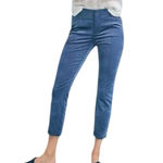 Anthropologie NWT The Essential Velvet Slim Trousers Blue Size 8 Preppy Casual Photo 0