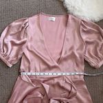 Aritzia Satin Wrap Puff Sleeve Bow Dress XS - Pink Photo 3