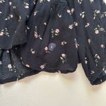 Hollister  Black Floral Ruffle Peplum Blouse Size Large NWT Photo 3