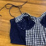 Urban Outfitters Navy White Gingham Eyelet Corset Bustier Crop Top Size Large Photo 1