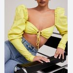Mistress Rocks Tough Love Lemon Puff Sleeve Crop Shirt Small Photo 0