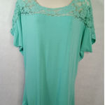 Poliana Plus Women XL Green Blouse Short Sleeve Batwing‎ Lace Photo 0