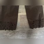 Jones New York Chino Pants 12 Petite Brown Stretch Capri Pants Cut Out Floral Photo 2