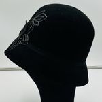 Nine West Black Wool Blend Bucket Hat with Flower Detail One Size Cloche Photo 1