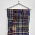 Echo Multicolor Wool Plaid Long Square Scarf Lightweight Designer Preppy Blue Photo 1