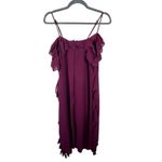 Eilly Bazar Burgundy Maroon Ruffle Cold Shoulder Chiffon Midi Dress Size XL Red Photo 2