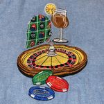 PARIS HENLEY size XL women's Vegas gambling LS button down casino drinks cards Blue Photo 8