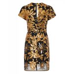 Milly NWT  Kyla Holiday Nights Gold & Black Floral Sequin Mini Dress Size 4 Photo 3